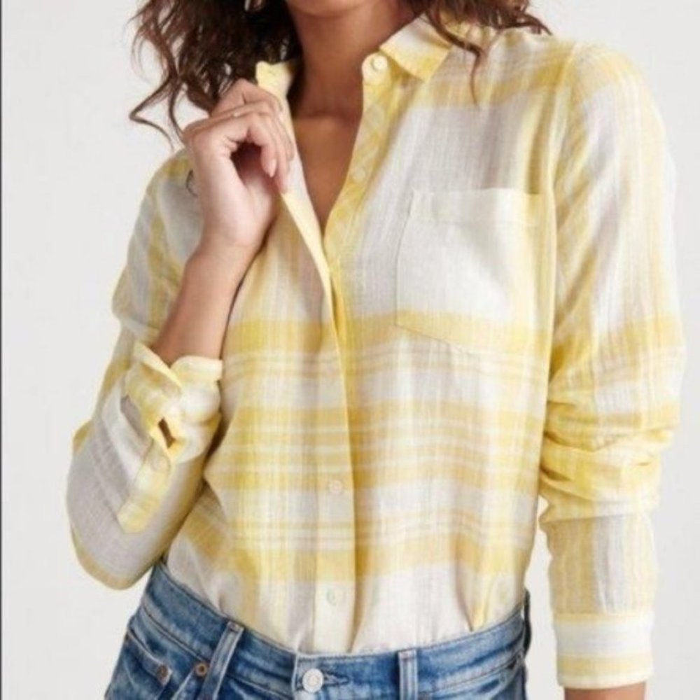 Lucky Brand Classic One Pocket Plaid Shirt Size M